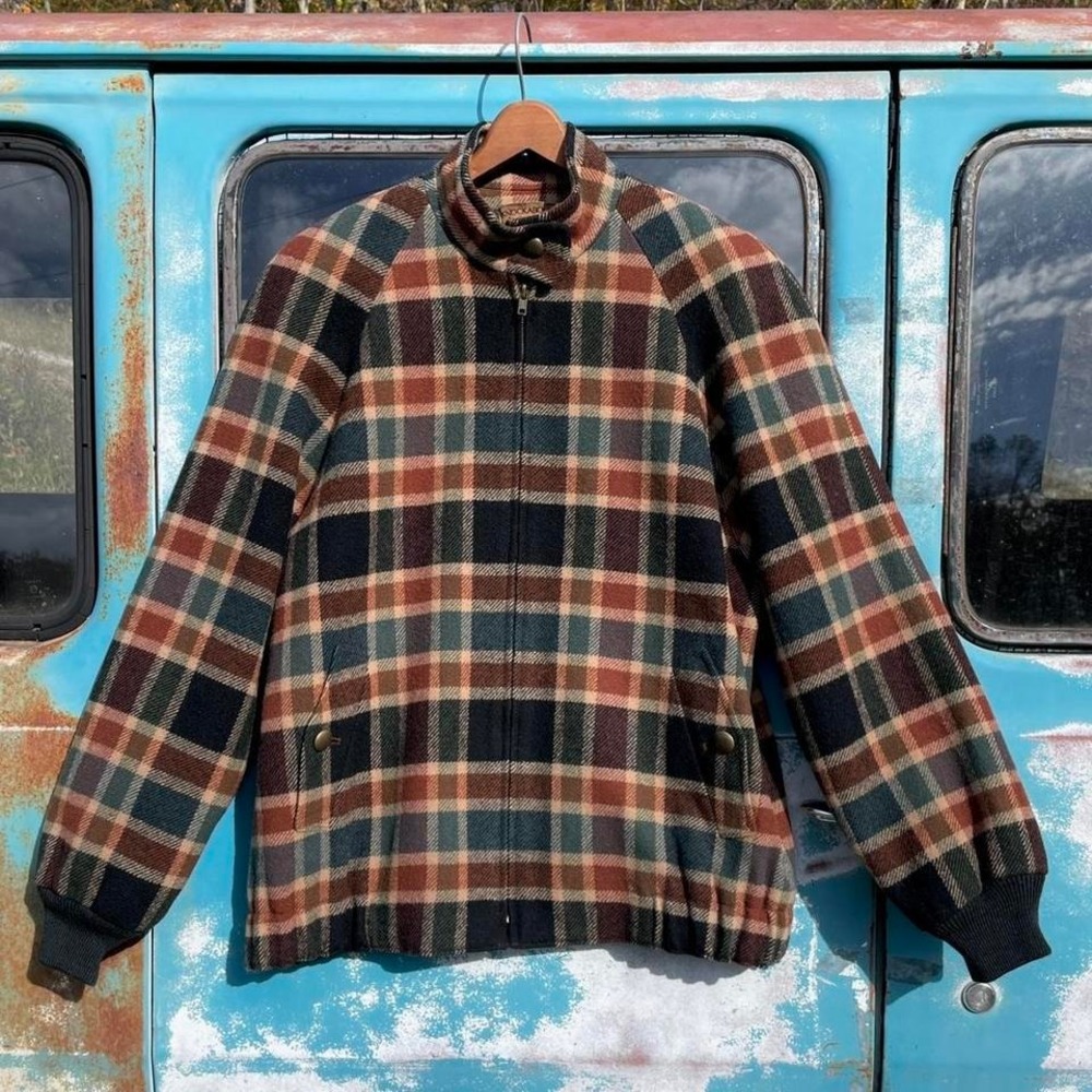Vintage Pendleton 100% wool plaid zip bomber jacket
